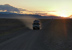 ゴビの夕陽とUAZ